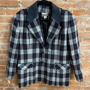 Working Options Black and White Checkered Wool Blazer Women’s 14